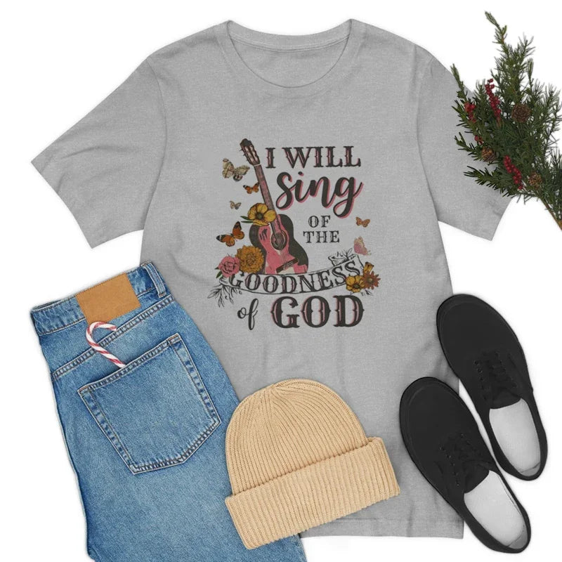 Women Vintage Boho Guitar Print Gospel Music T-Shirts