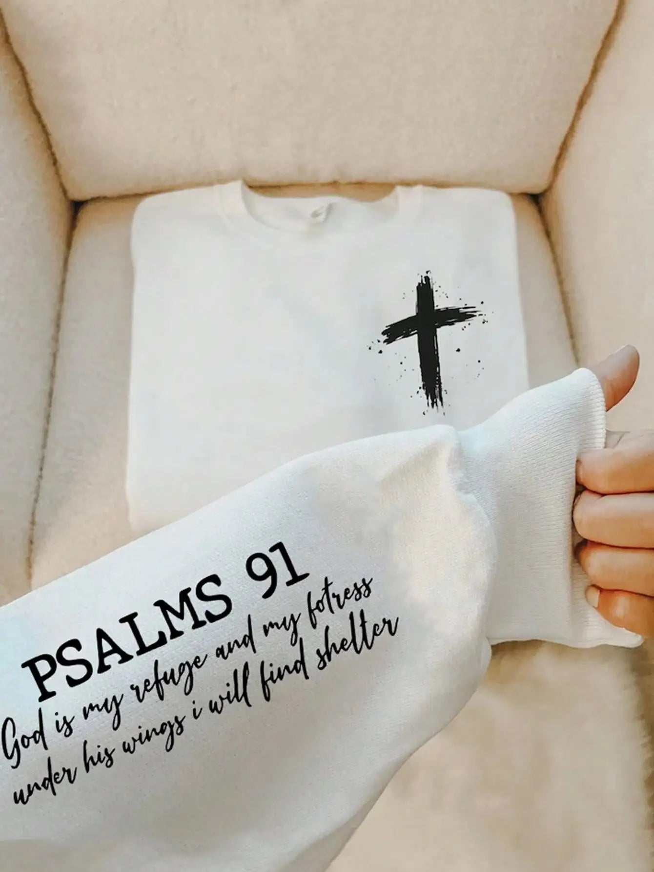 Cross & Psalms 91 Printing Women Sweatshirts Hoodie