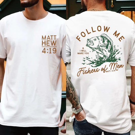 Loose Men T-shirt Summer Fishers of Men Print T Shirt