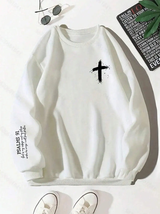 Cross & Psalms 91 Printing Women Sweatshirts Hoodie